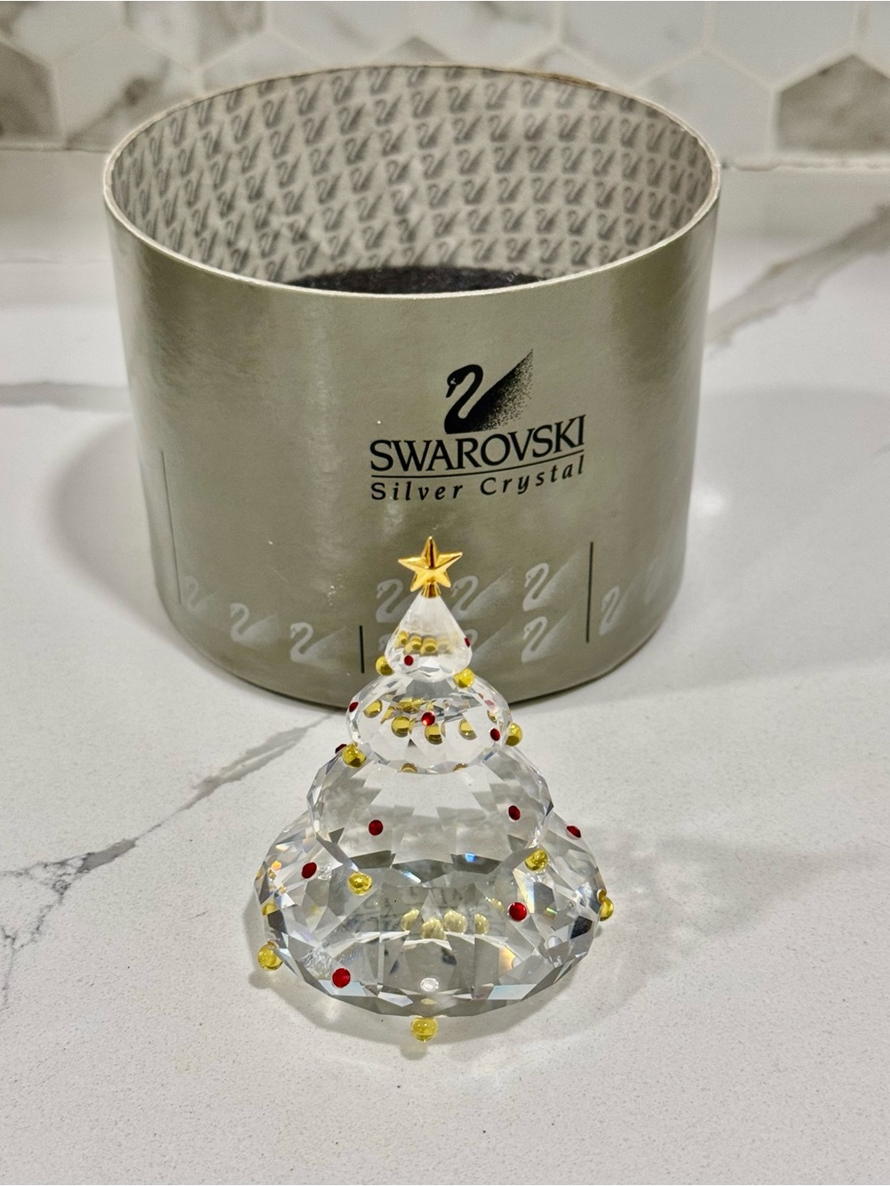 Retired Swarovski Silver Crystal Christmas Tree Figurine #266945 Hirzinger